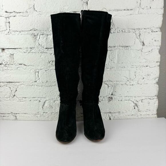 Vintage Knee High Suede Leather Zip Up Boots - Picture 9 of 10